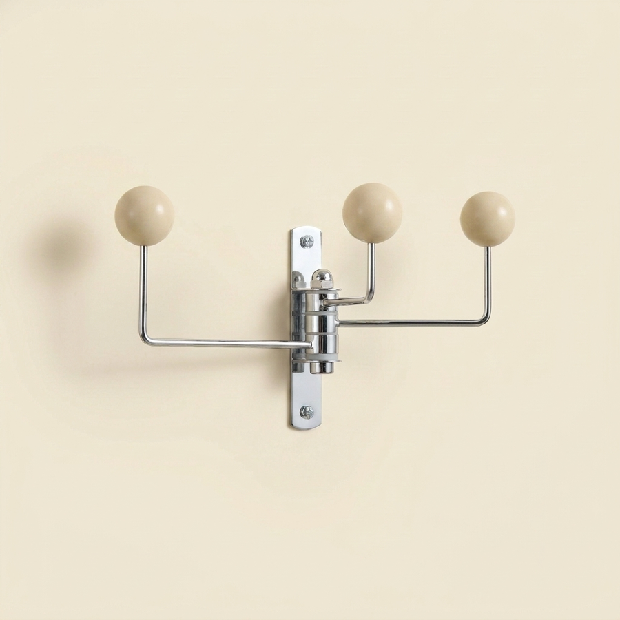 Wall Mounted Pirouette Swivel Hook in Steel and Wood