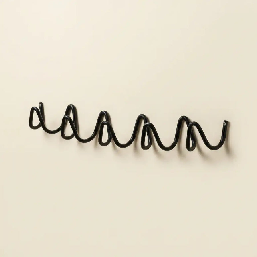 Black Wall Mounted Wave Hook Rail in Galvanized Iron