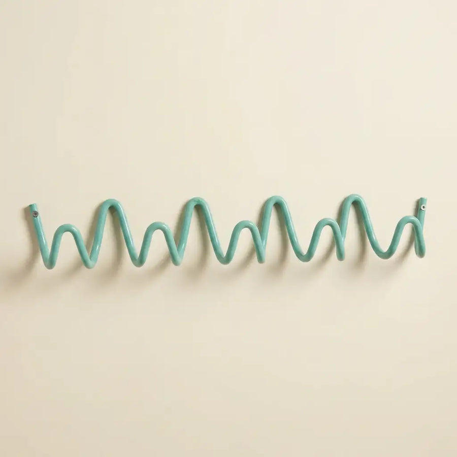 Green Wall Mounted Wave Hook Rail in Galvanized Iron