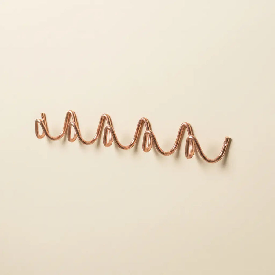 Rose gold Wall Mounted Wave Hook Rail in Galvanized Iron