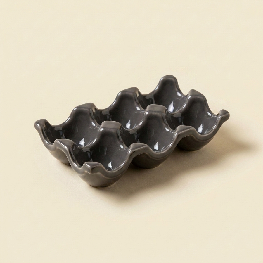 Charcoal grey ceramic egg tray