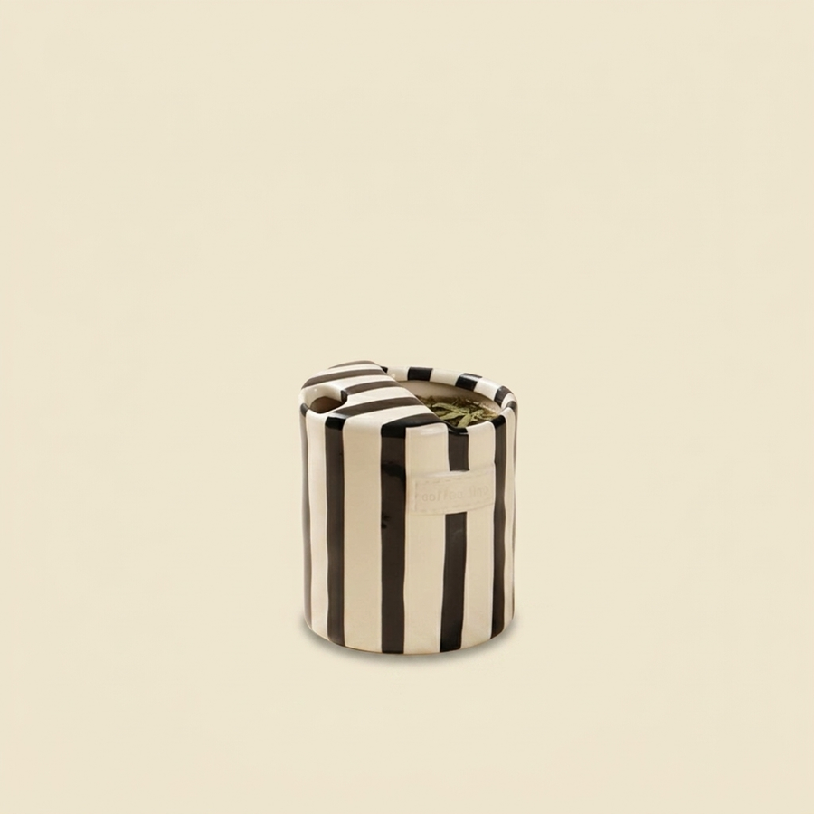 Black striped ceramic tumbler 300 ml