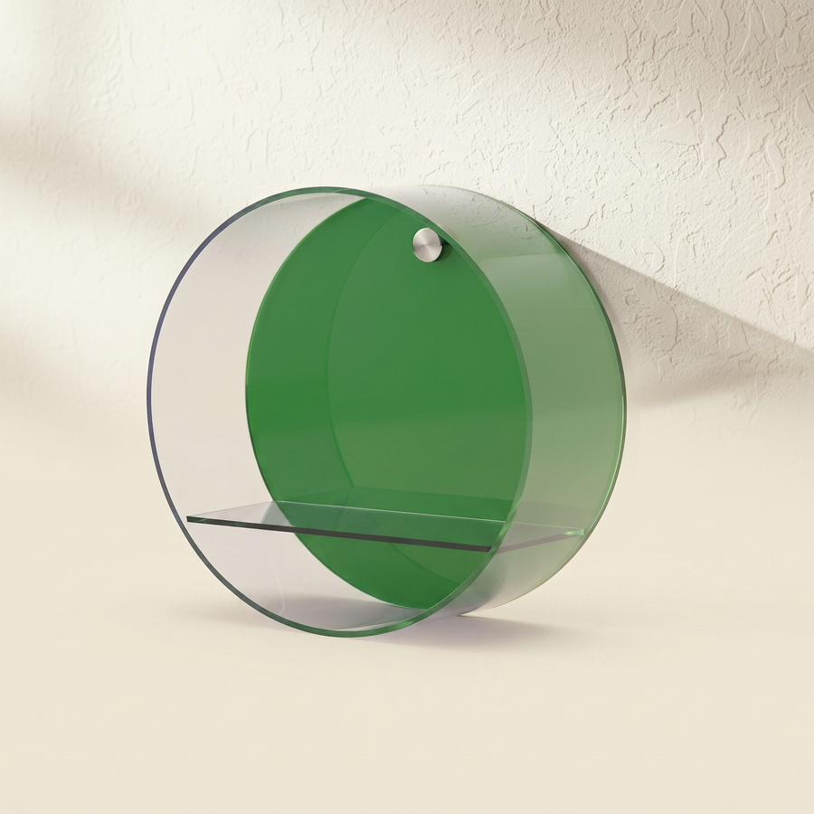 Halo round acrylic wall shelf in green