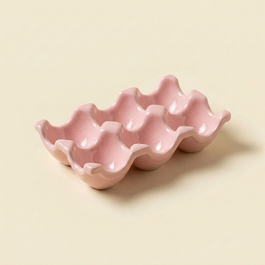 Pink ceramic egg tray