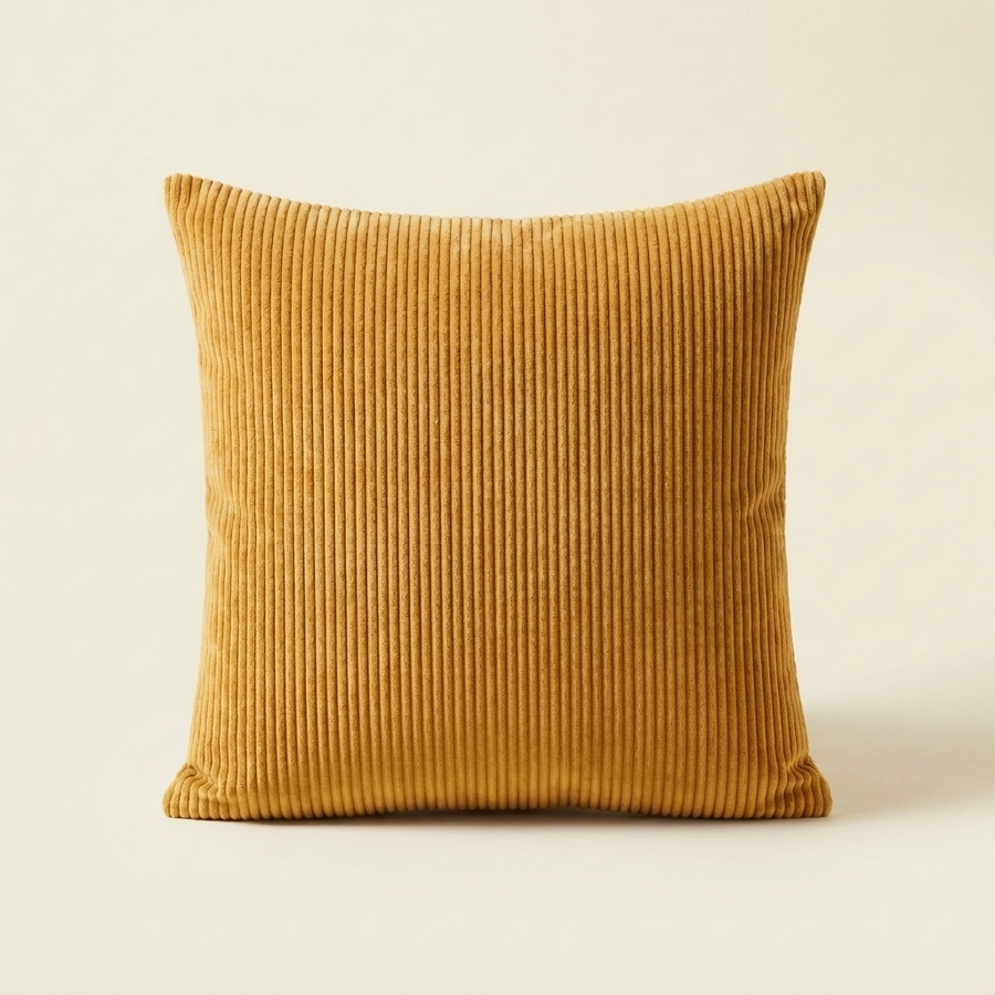 Yellow corduroy velvet cushion cover