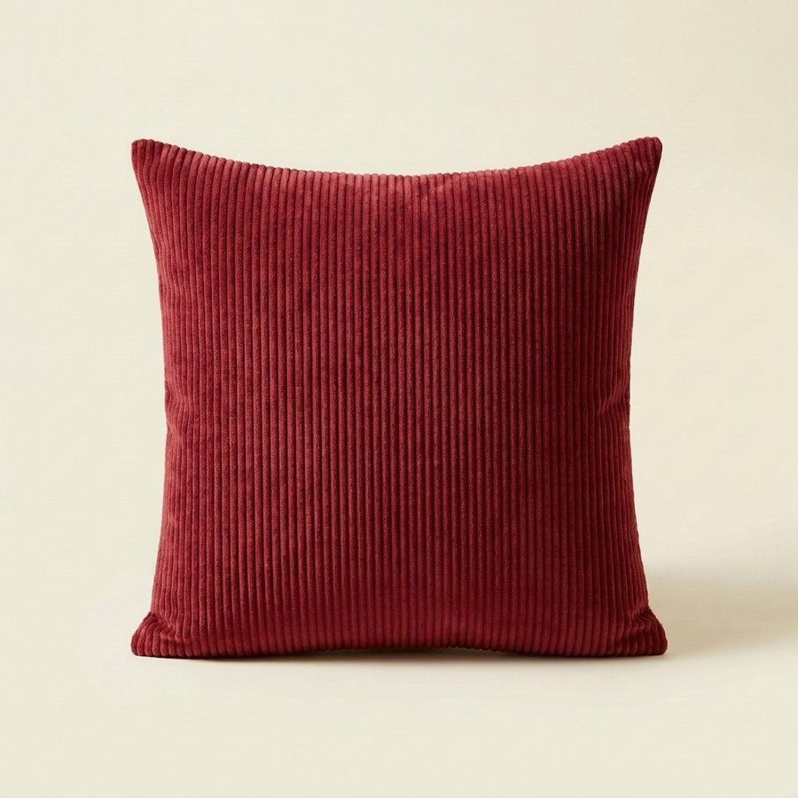 Red corduroy velvet cushion cover