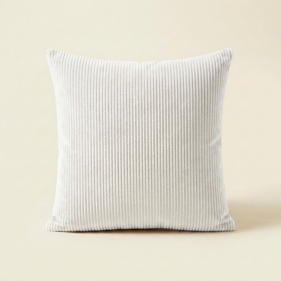 White corduroy velvet cushion cover