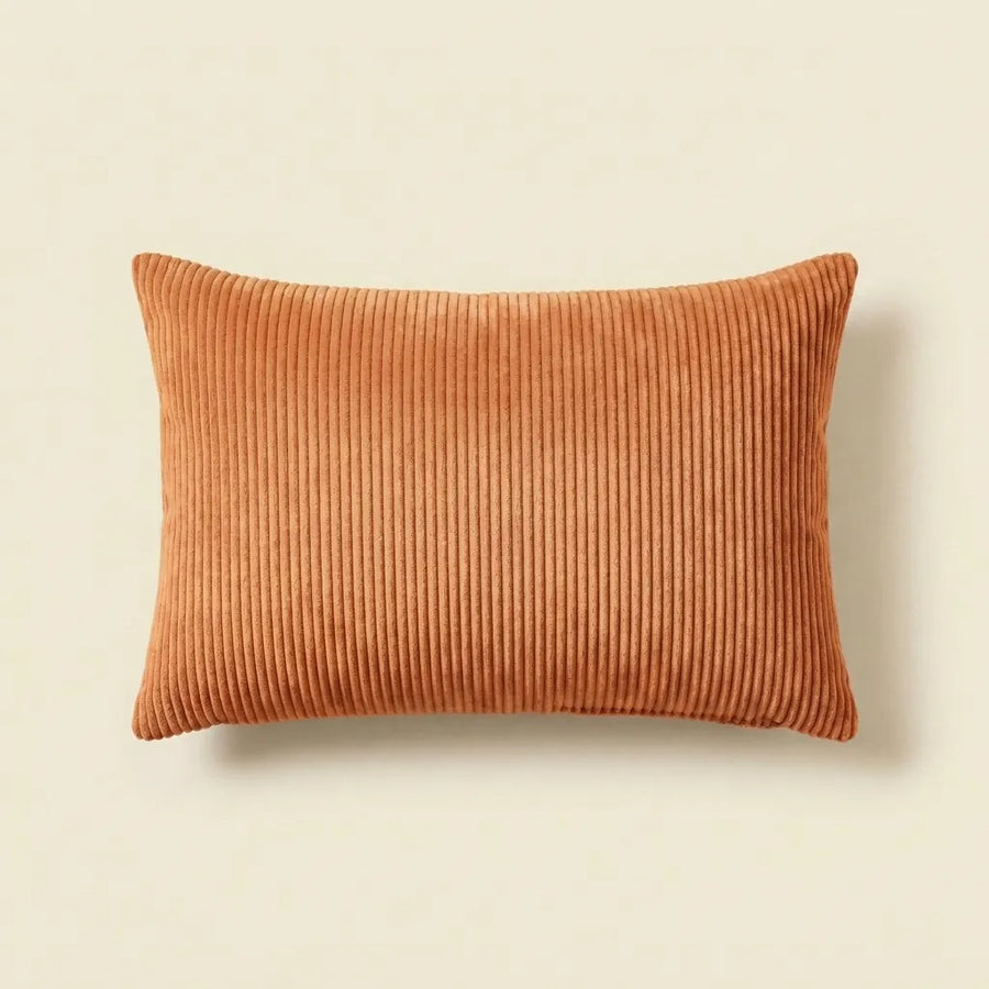 Orange corduroy velvet lumbar cushion cover