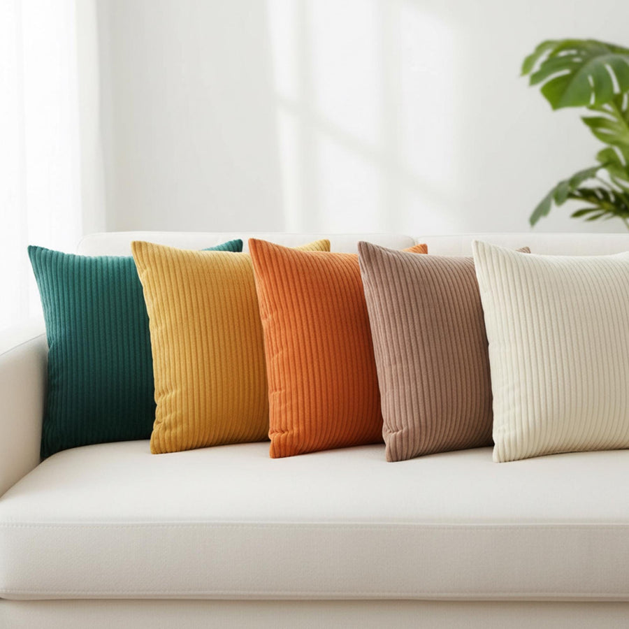 Corduroy velvet cushion cover ribbed texture