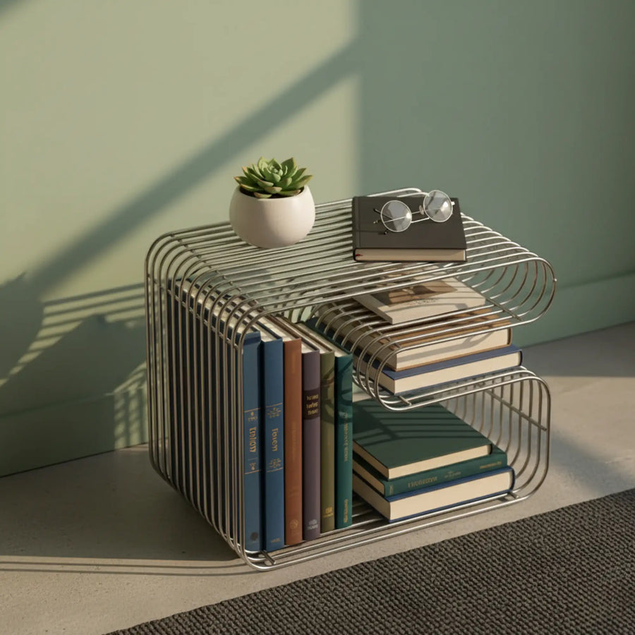 Linea Side Table in Stainless Steel Wire — alternate view 2