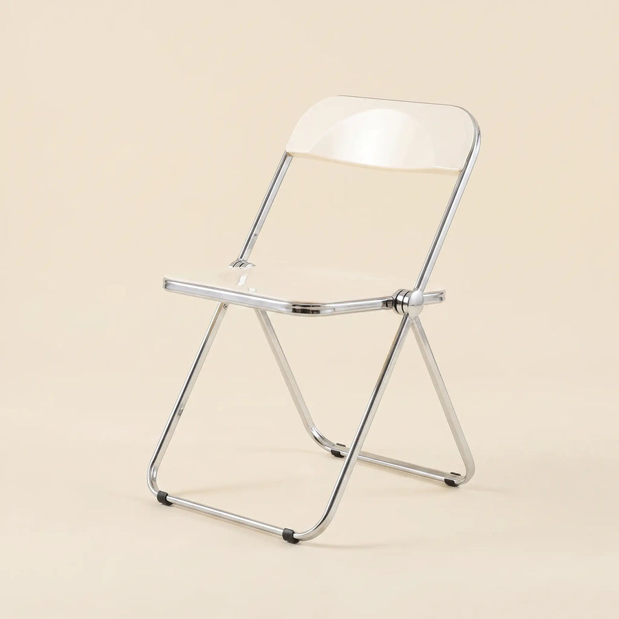 Lucent Folding Chair in White — opaque seat, chrome folding frame