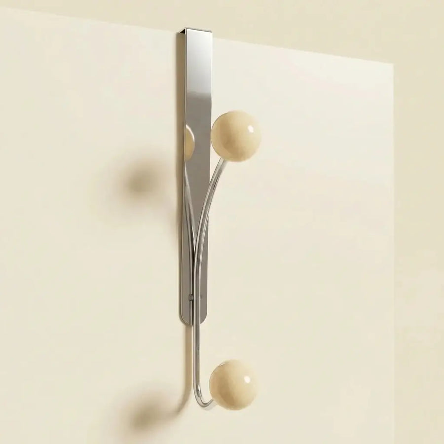 Over-Door Nomad Rack in Chrome and Wood in Beige