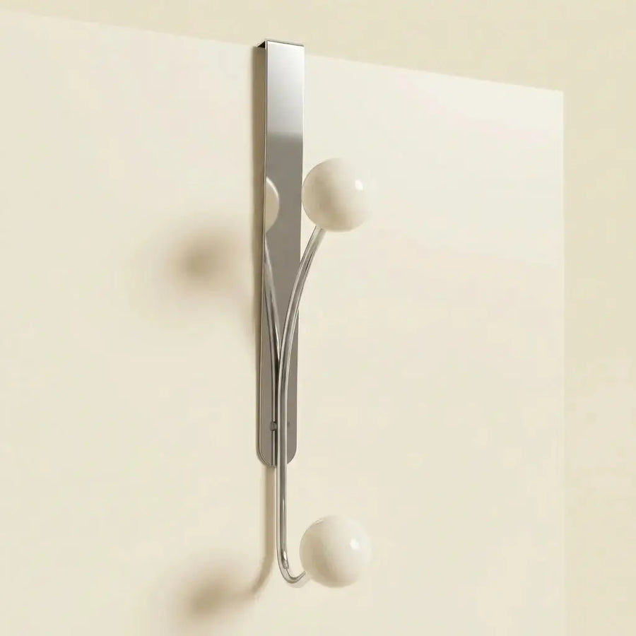 Over-Door Nomad Rack in Chrome and Wood in white