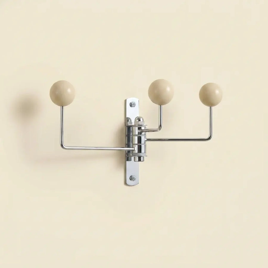 Beige Wall Mounted Pirouette Swivel Hook in Steel and Wood