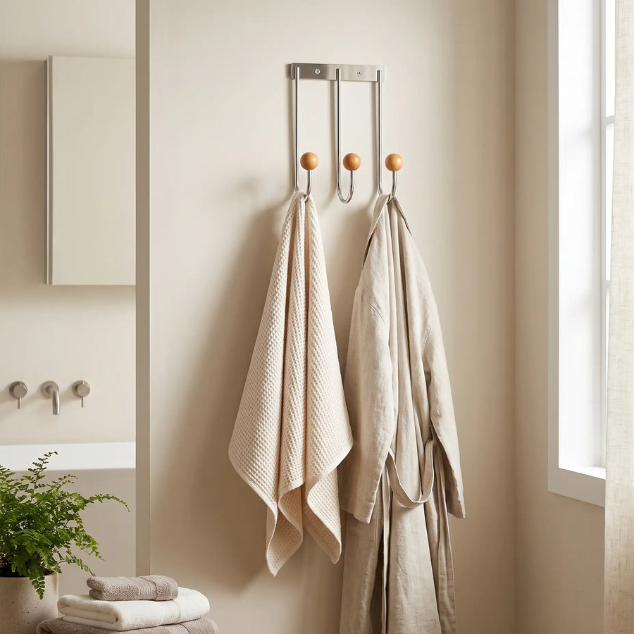 Wall Mounted Sphere Hook Trio in Stainless Steel — alternate view 2