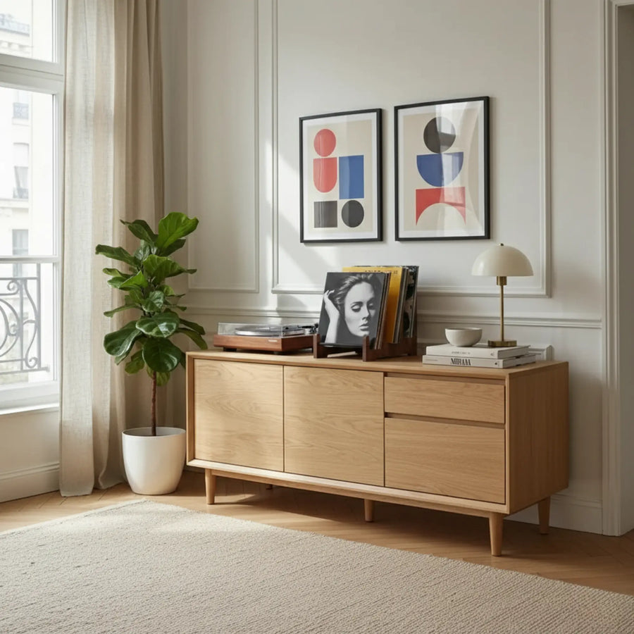Freestanding Tempo Record Stand in Walnut and Iron — alternate view 4