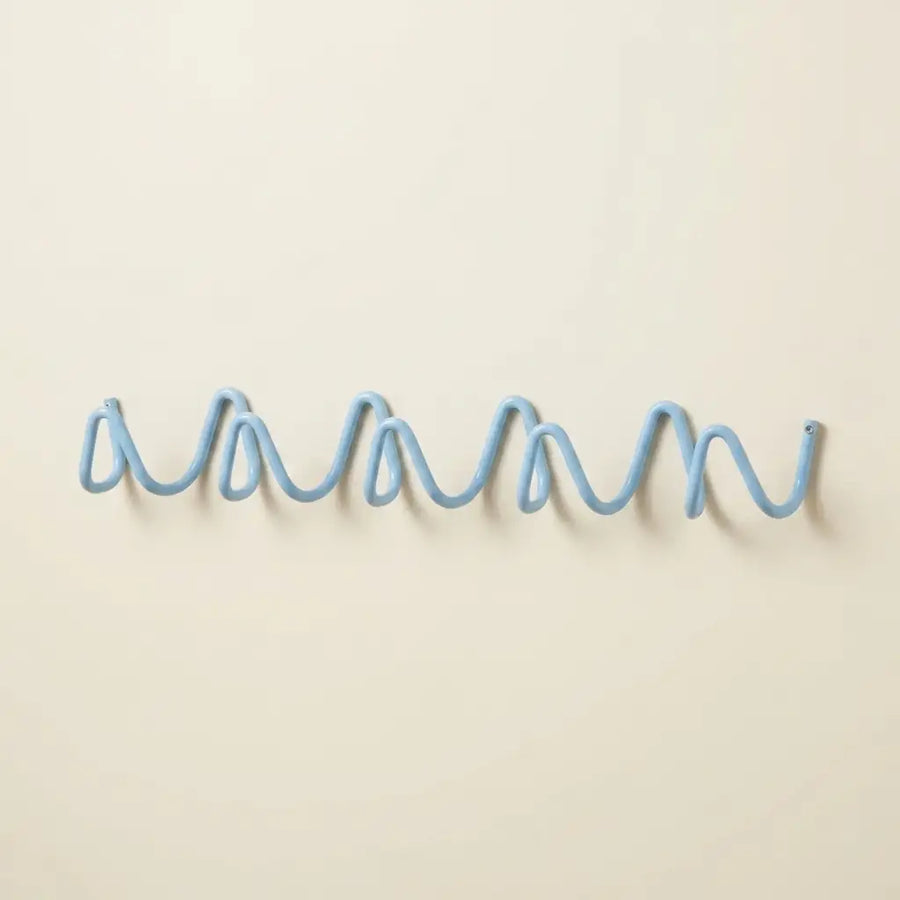 Blue Wall Mounted Wave Hook Rail in Galvanized Iron