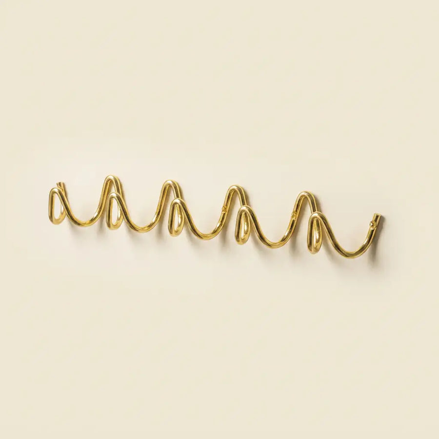 Gold Wall Mounted Wave Hook Rail in Galvanized Iron