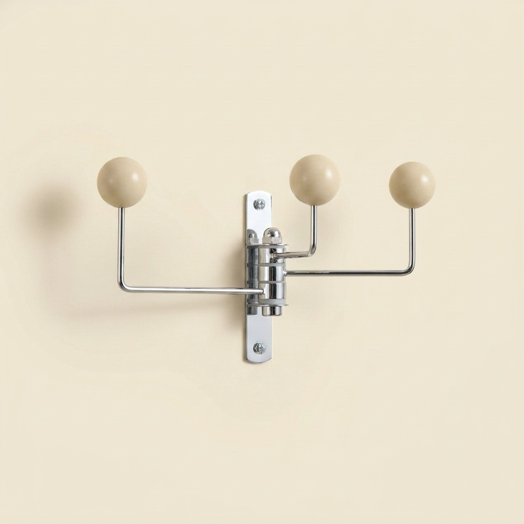 Wall Mounted Pirouette Swivel Hook in Steel and Wood