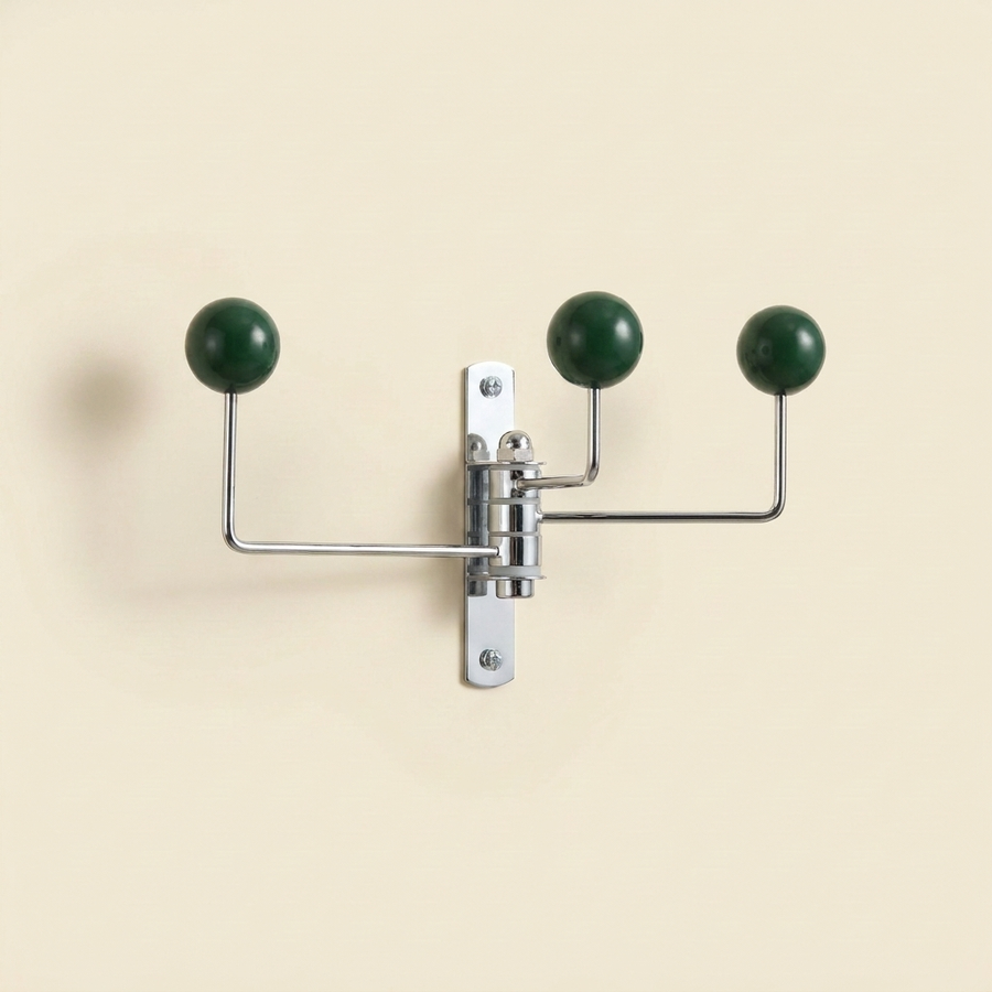 Wall Mounted Pirouette Swivel Hook in Steel and Wood