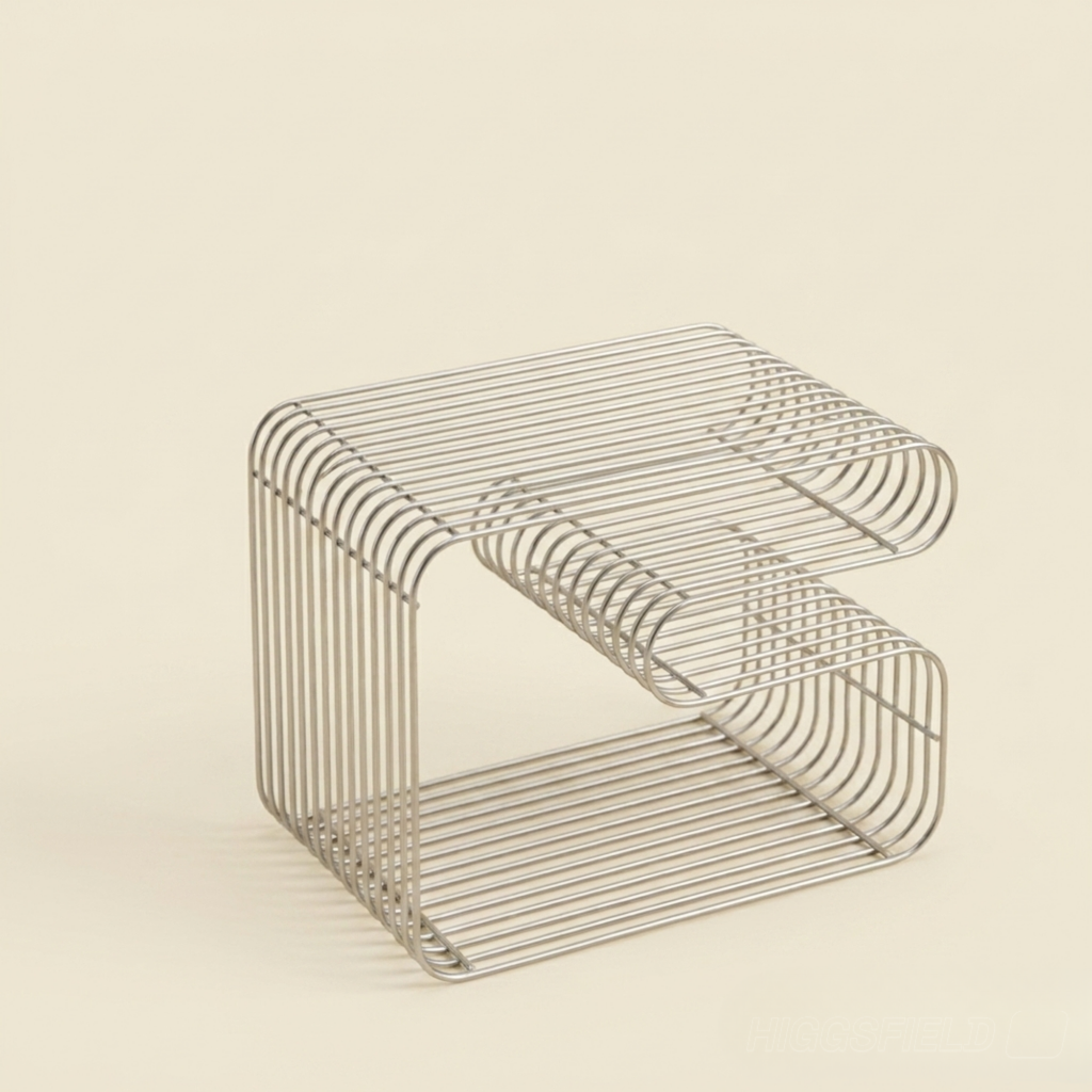 Linea Side Table in stainless steel wire — additional gallery view