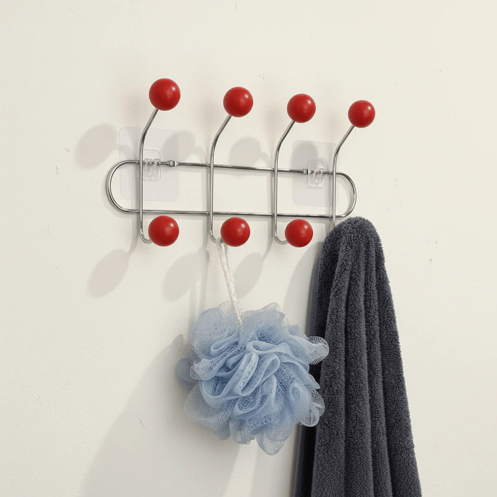 Wall Mounted Orbit Hook Rail in Chrome and Wood — alternate view 2