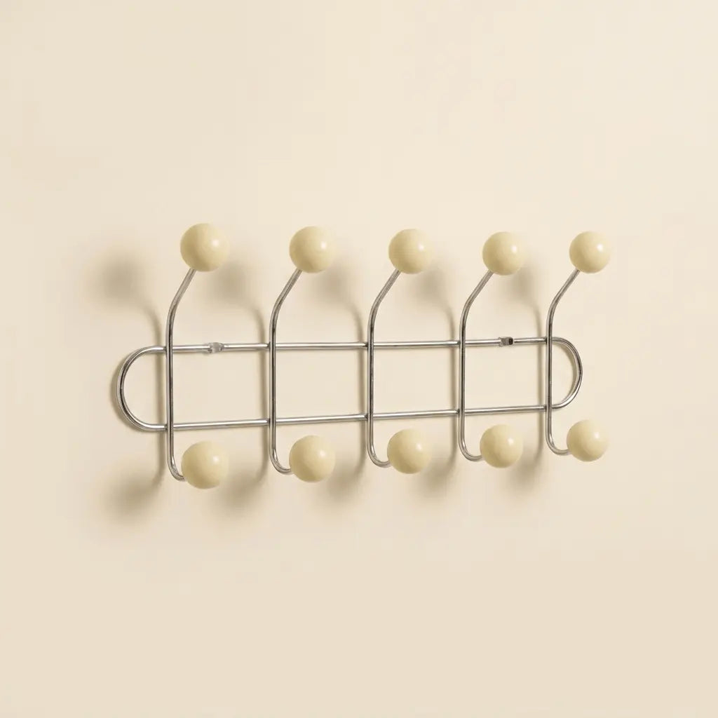 Yellow Wall Mounted Orbit Hook Rail in Chrome and Wood
