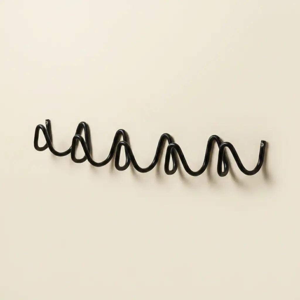 Black Wall Mounted Wave Hook Rail in Galvanized Iron