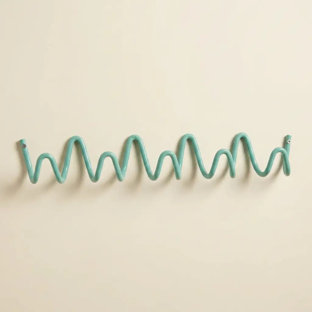 Green Wall Mounted Wave Hook Rail in Galvanized Iron
