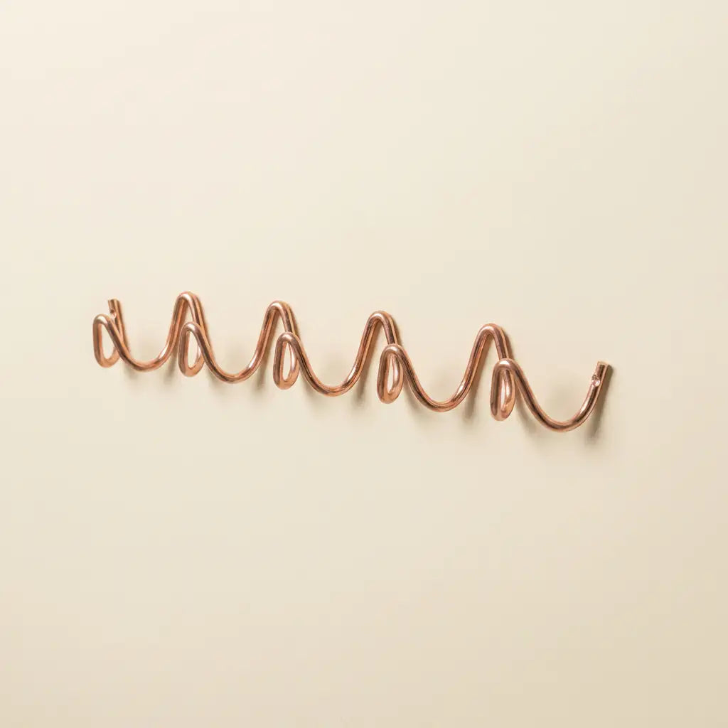 Rose gold Wall Mounted Wave Hook Rail in Galvanized Iron