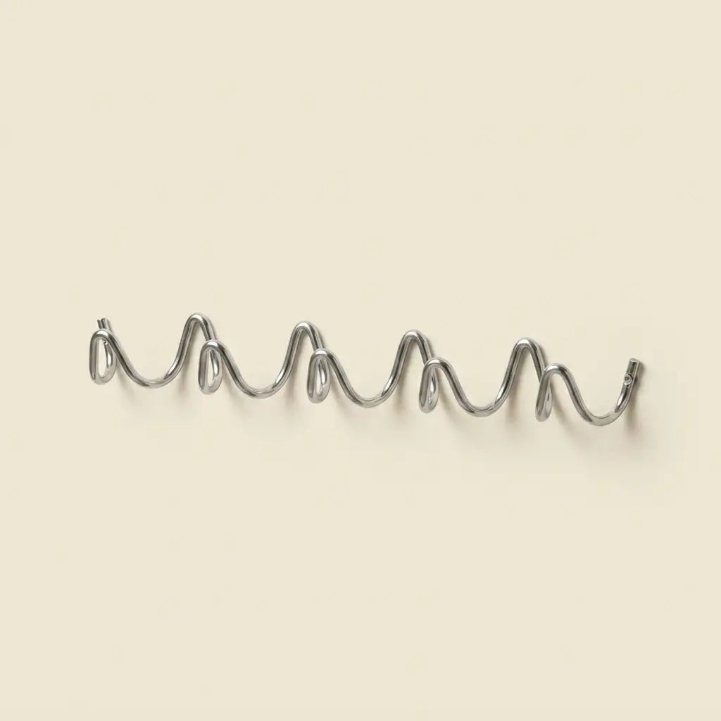 Silver Wall Mounted Wave Hook Rail in Galvanized Iron