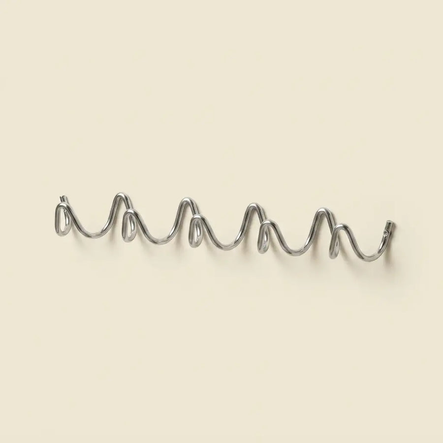 Silver Wall Mounted Wave Hook Rail in Galvanized Iron