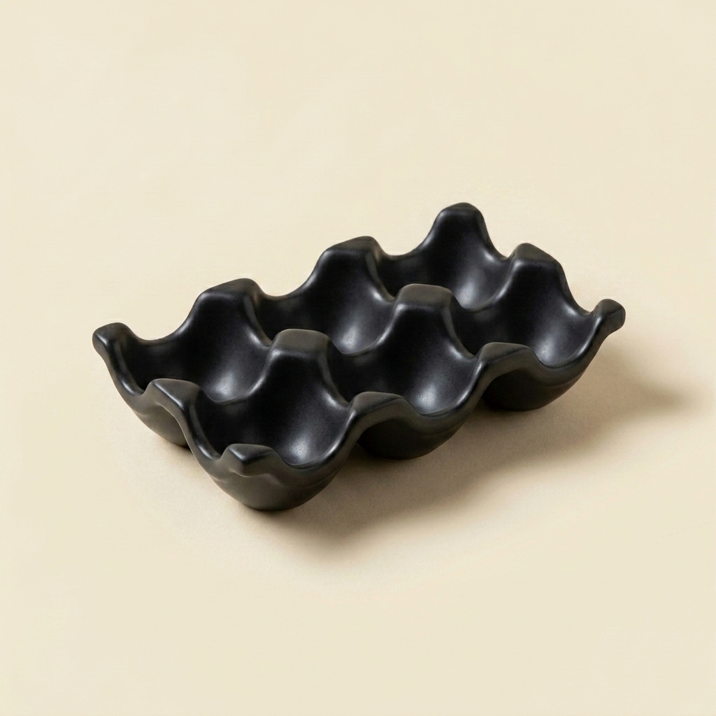 Black ceramic egg tray