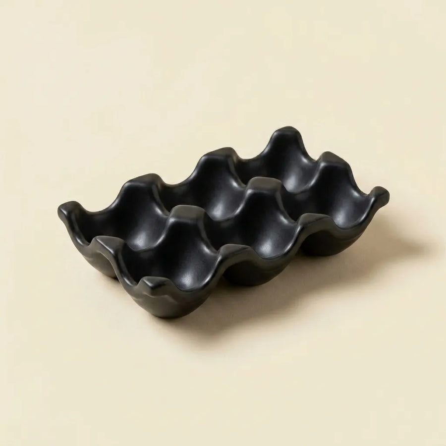 Black ceramic egg tray