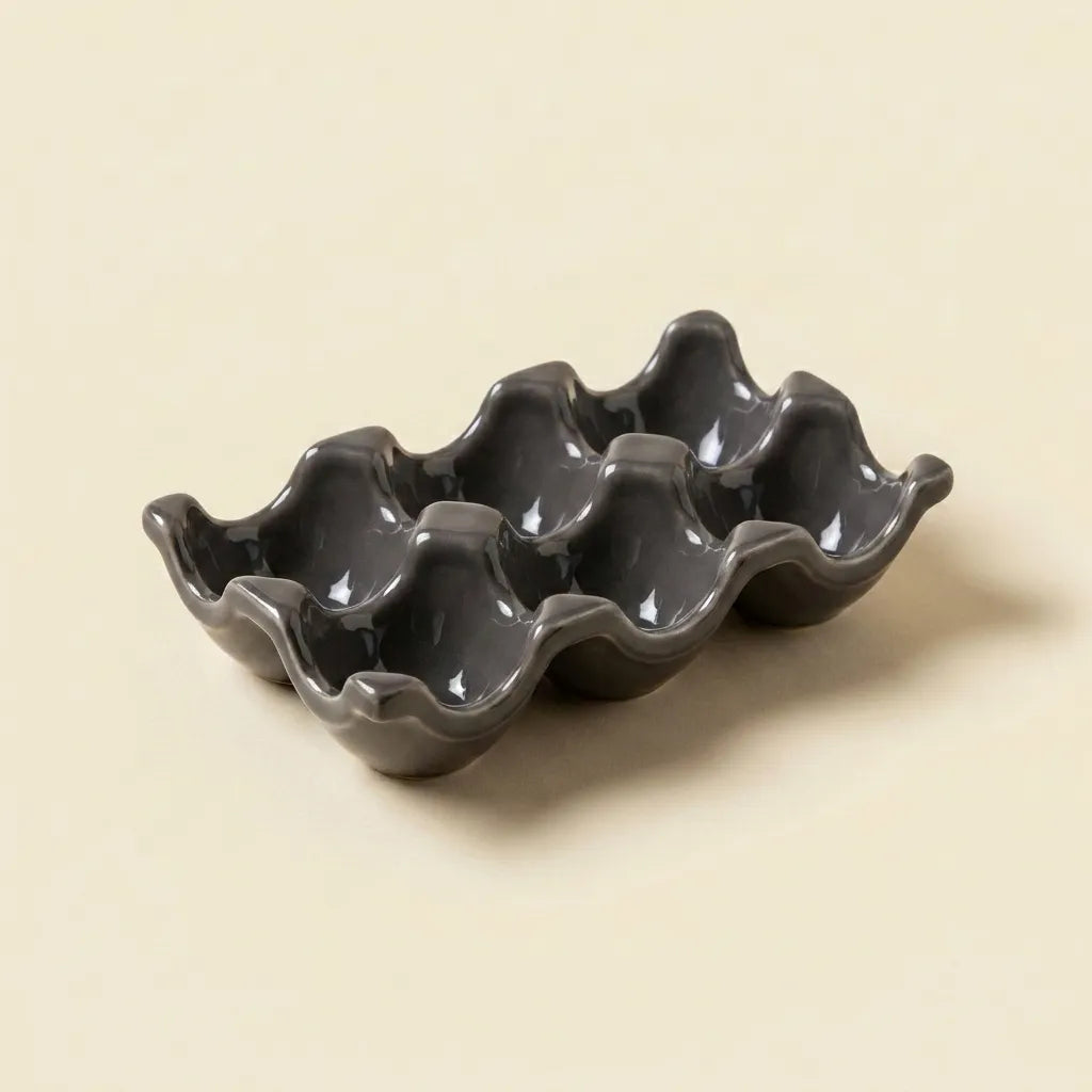 Charcoal grey ceramic egg tray