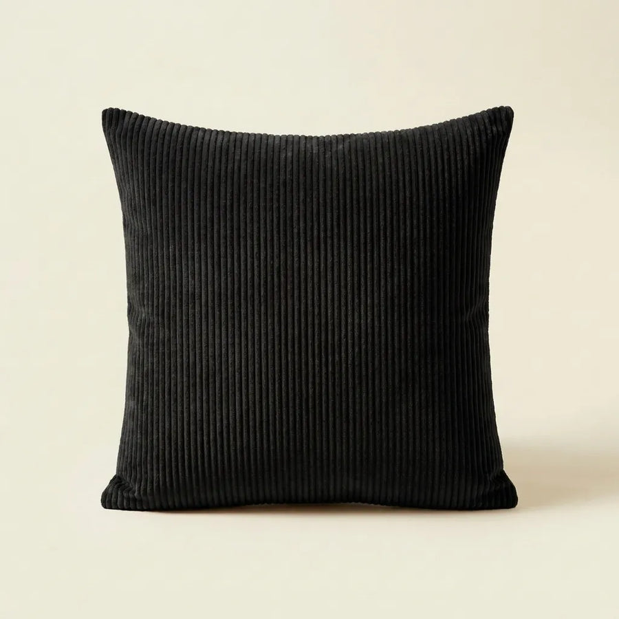 Black corduroy velvet cushion cover