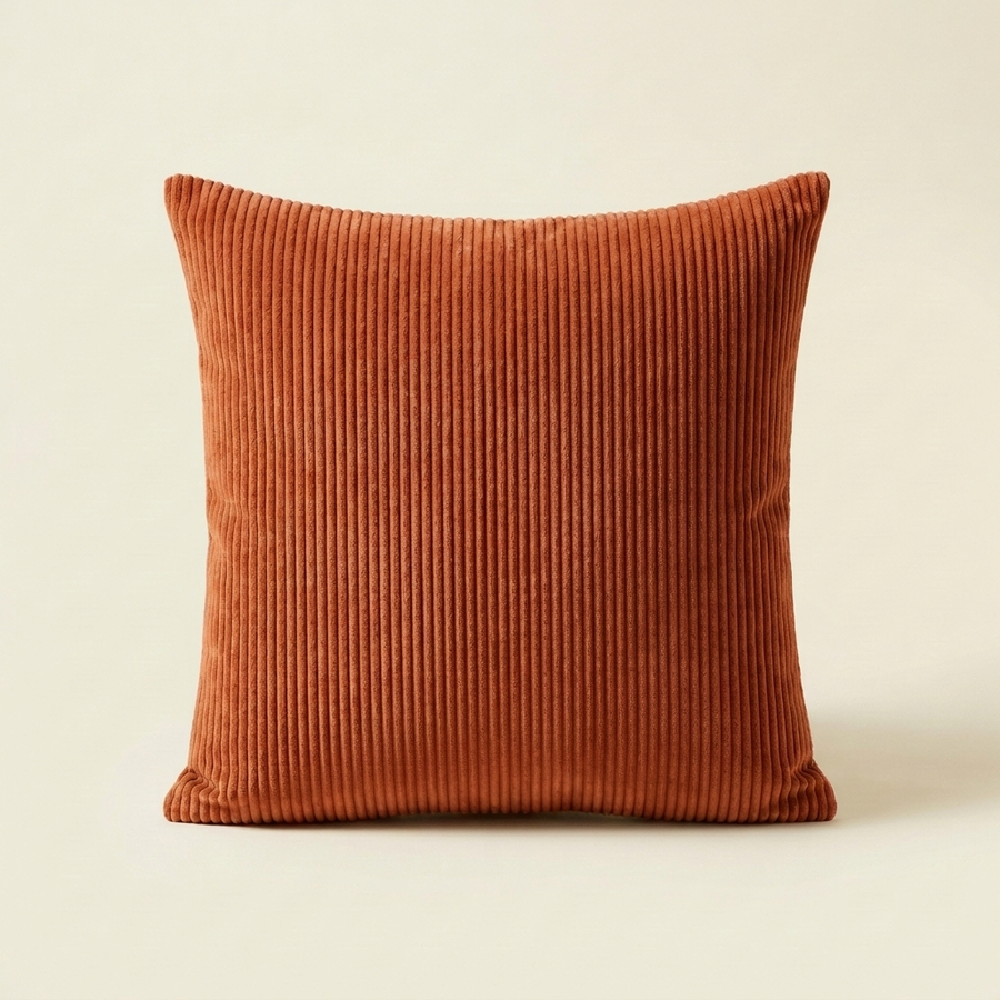 Orange corduroy velvet cushion cover