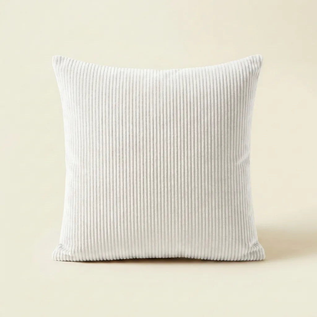White corduroy velvet cushion cover