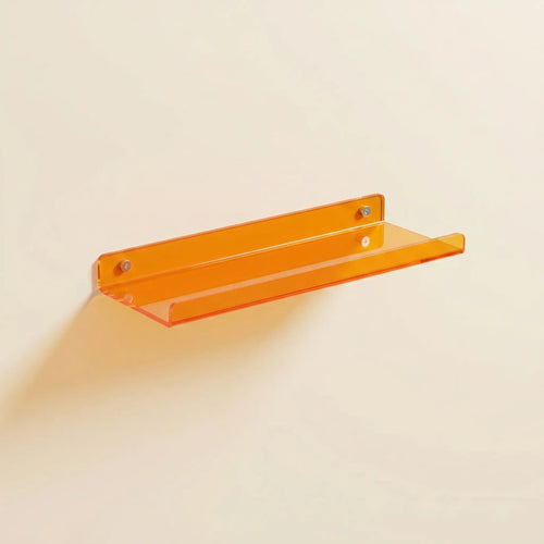 Orange Wall Mounted Drift Floating Shelf in Acrylic