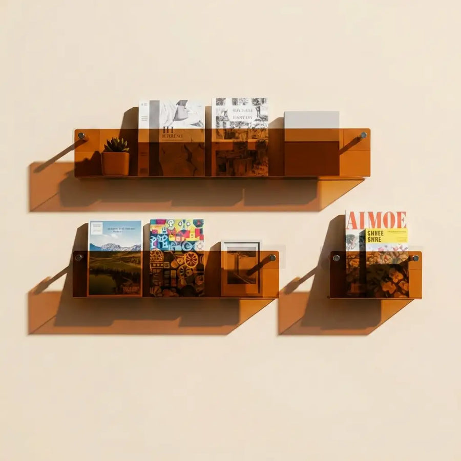 Brown Wall Mounted Folio Wall Rack in Acrylic
