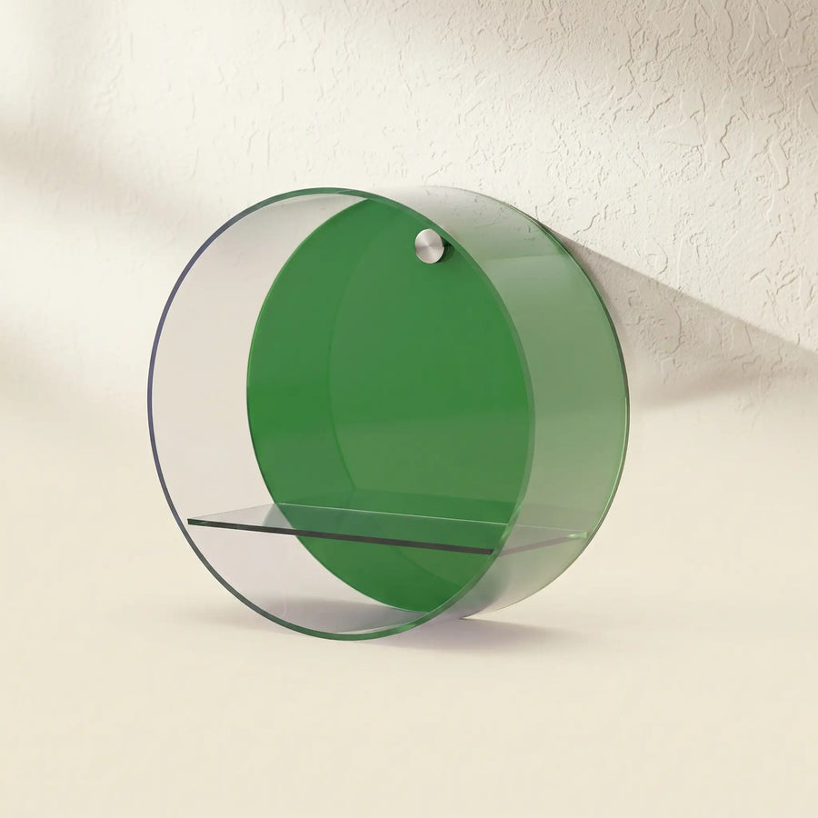 Halo round acrylic wall shelf in green
