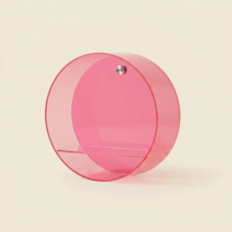 Halo round acrylic wall shelf in pink