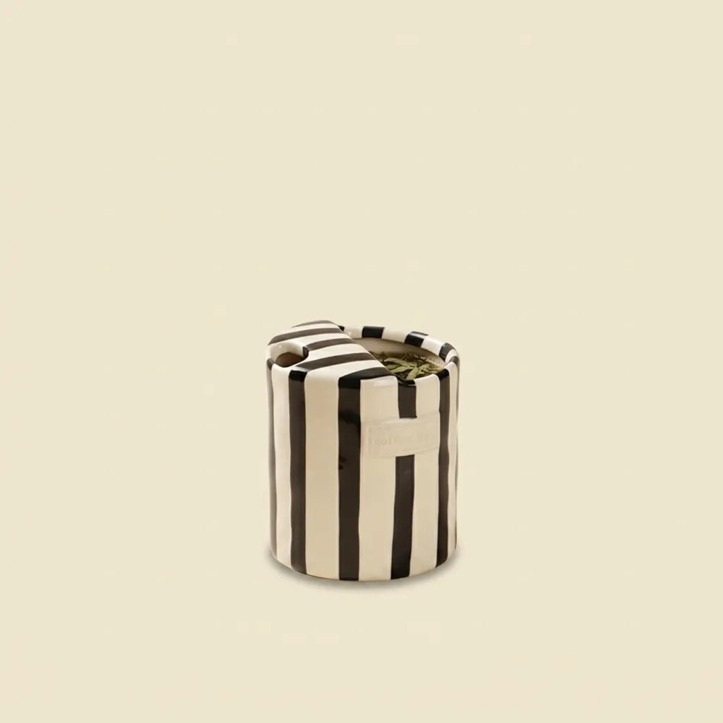 Black striped ceramic tumbler 300 ml