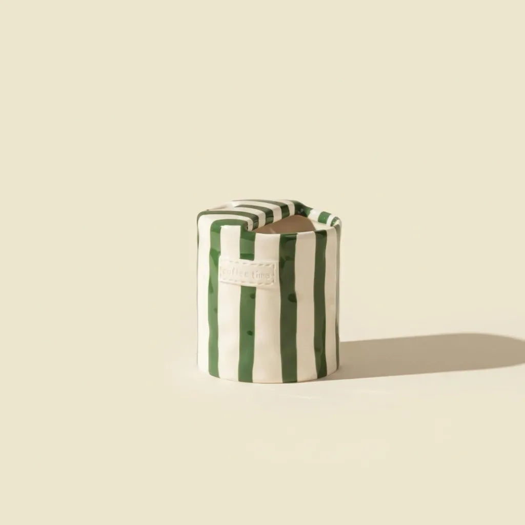 Green striped ceramic tumbler 300 ml