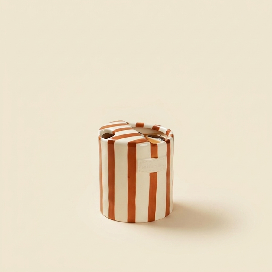 Terracotta striped ceramic tumbler 300 ml