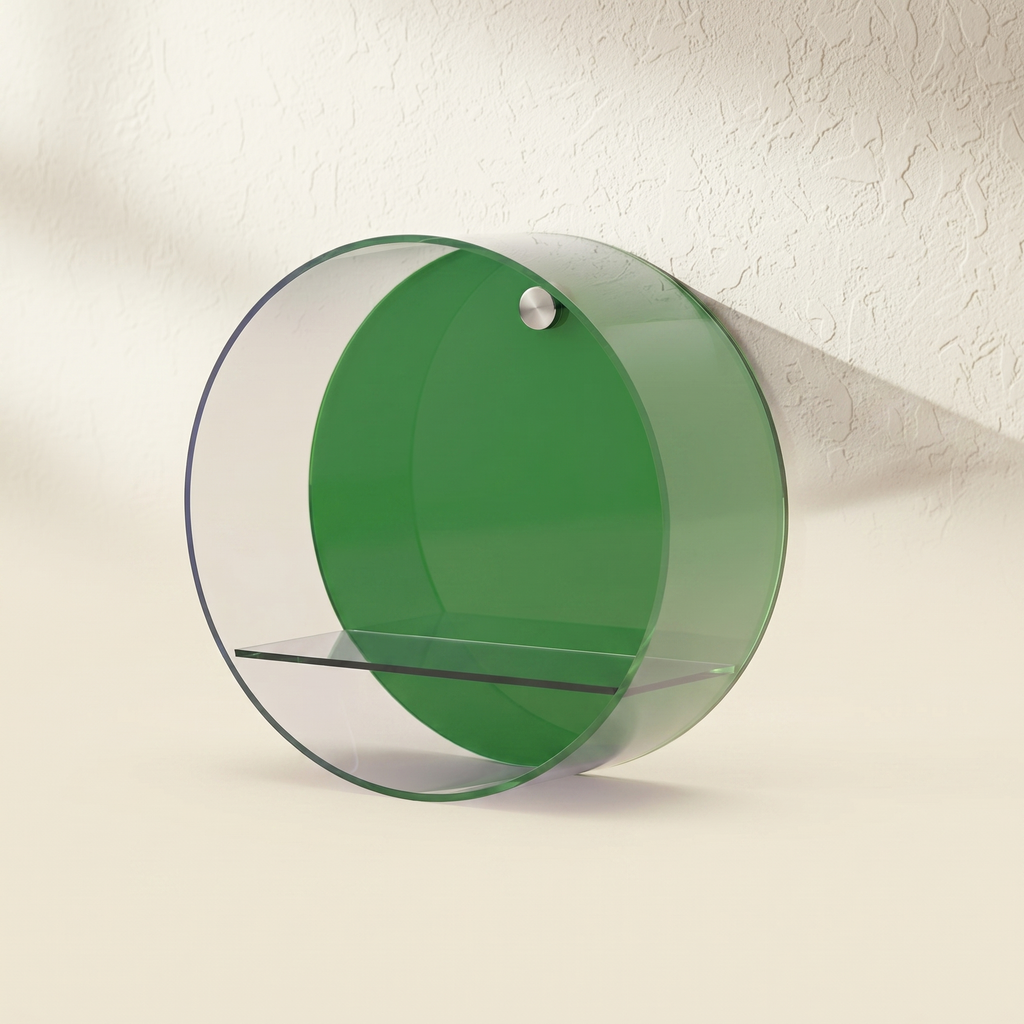 Halo round acrylic wall shelf in green