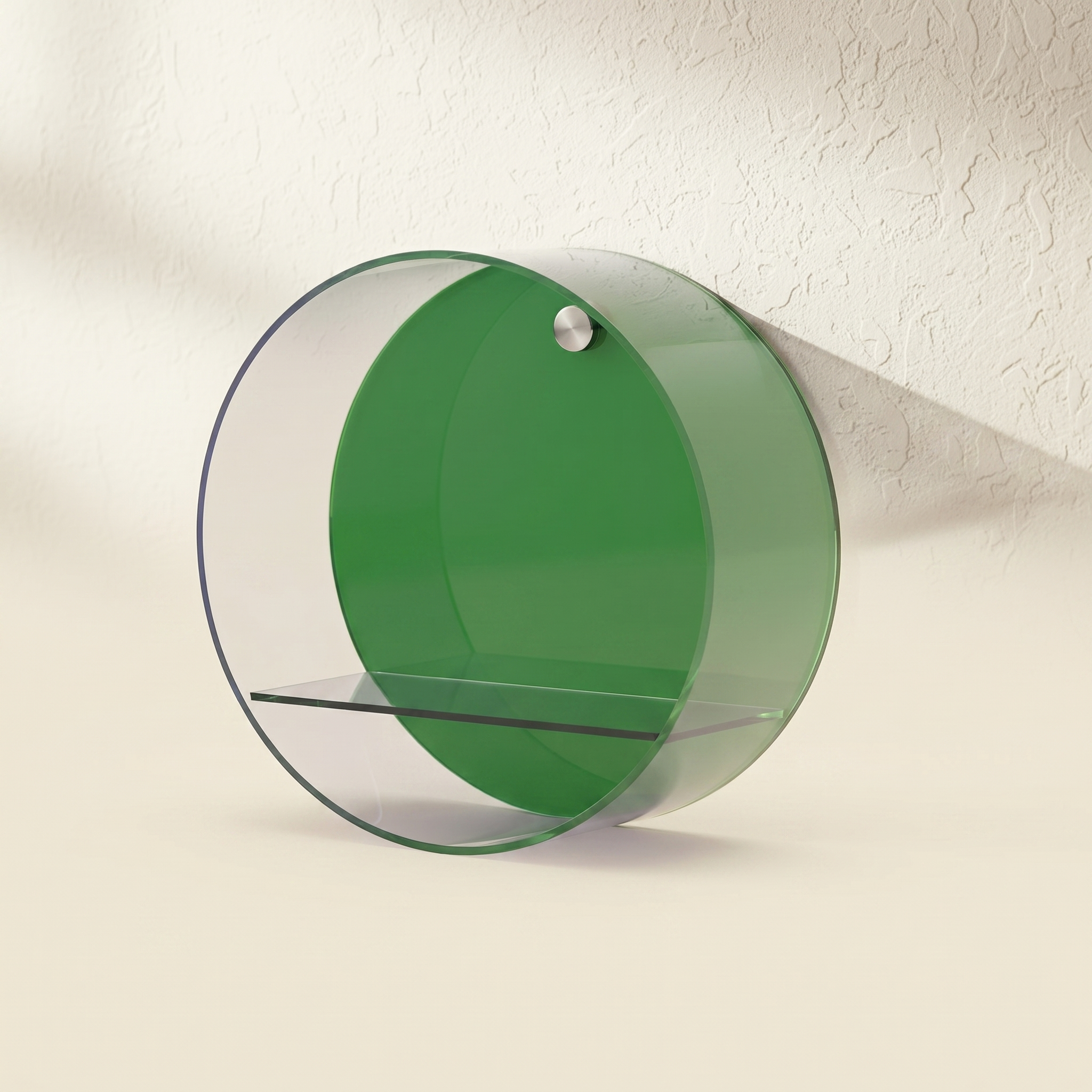 Halo round acrylic wall shelf in green