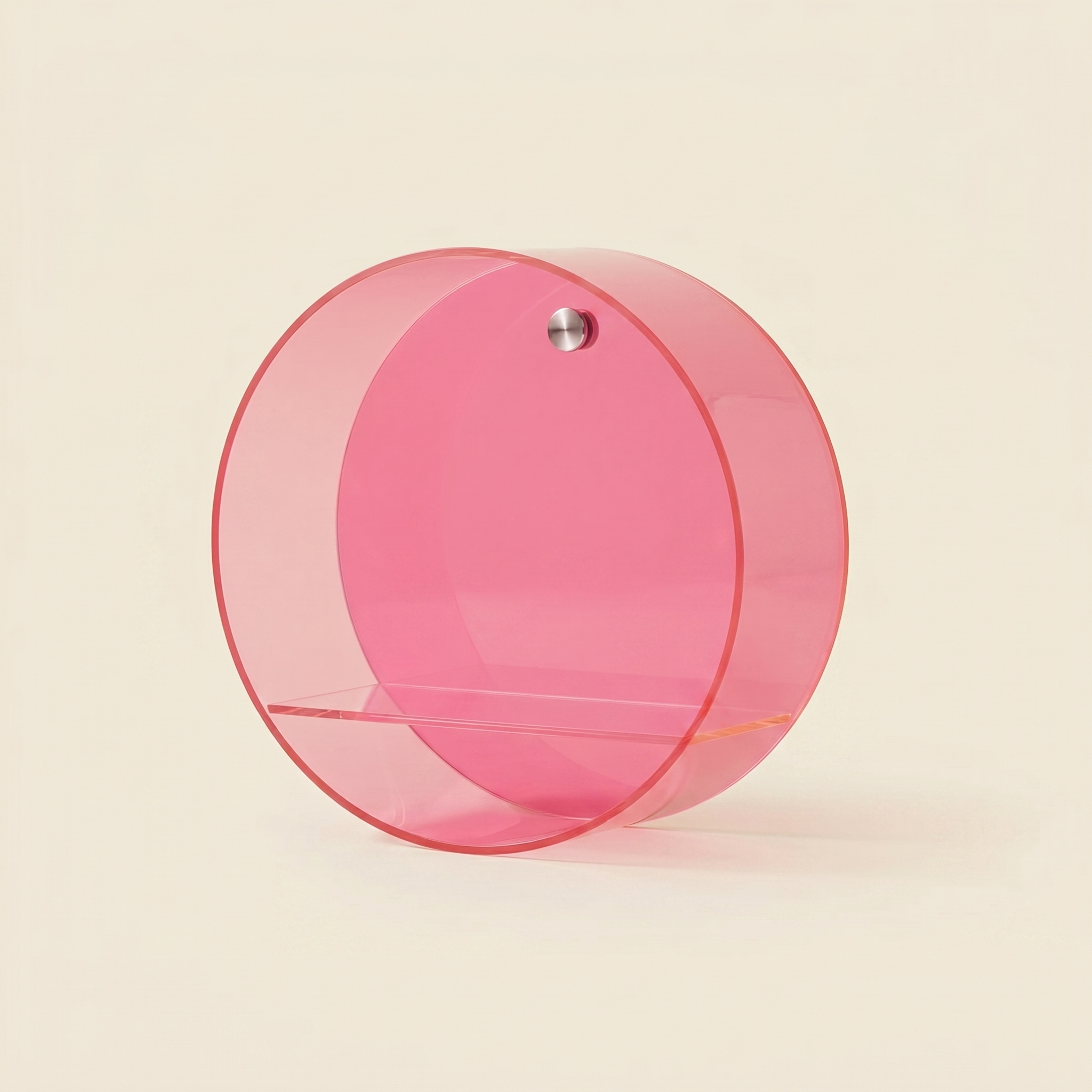 Halo round acrylic wall shelf in pink