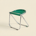 Clear Acrylic Lucent Folding Stool on a chrome frame, styled as a side table