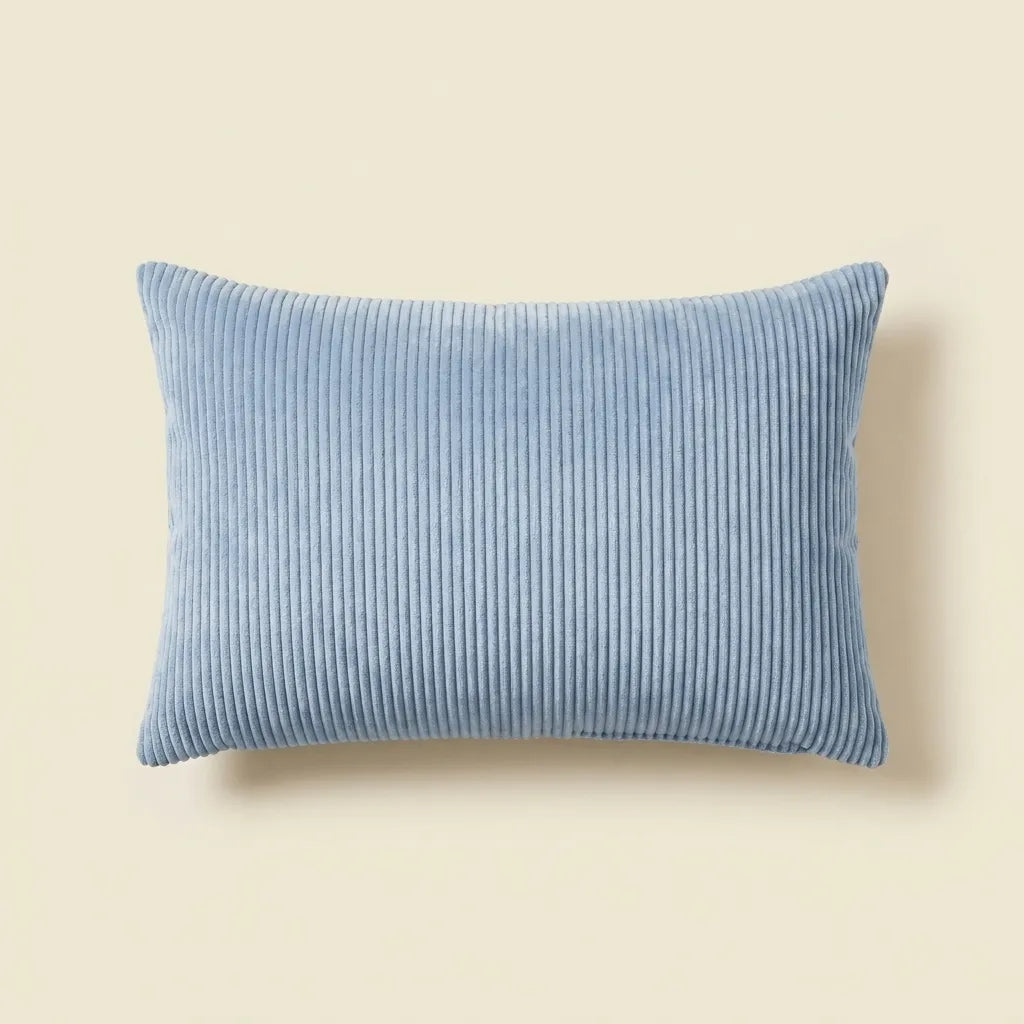 Light Blue corduroy velvet lumbar cushion cover